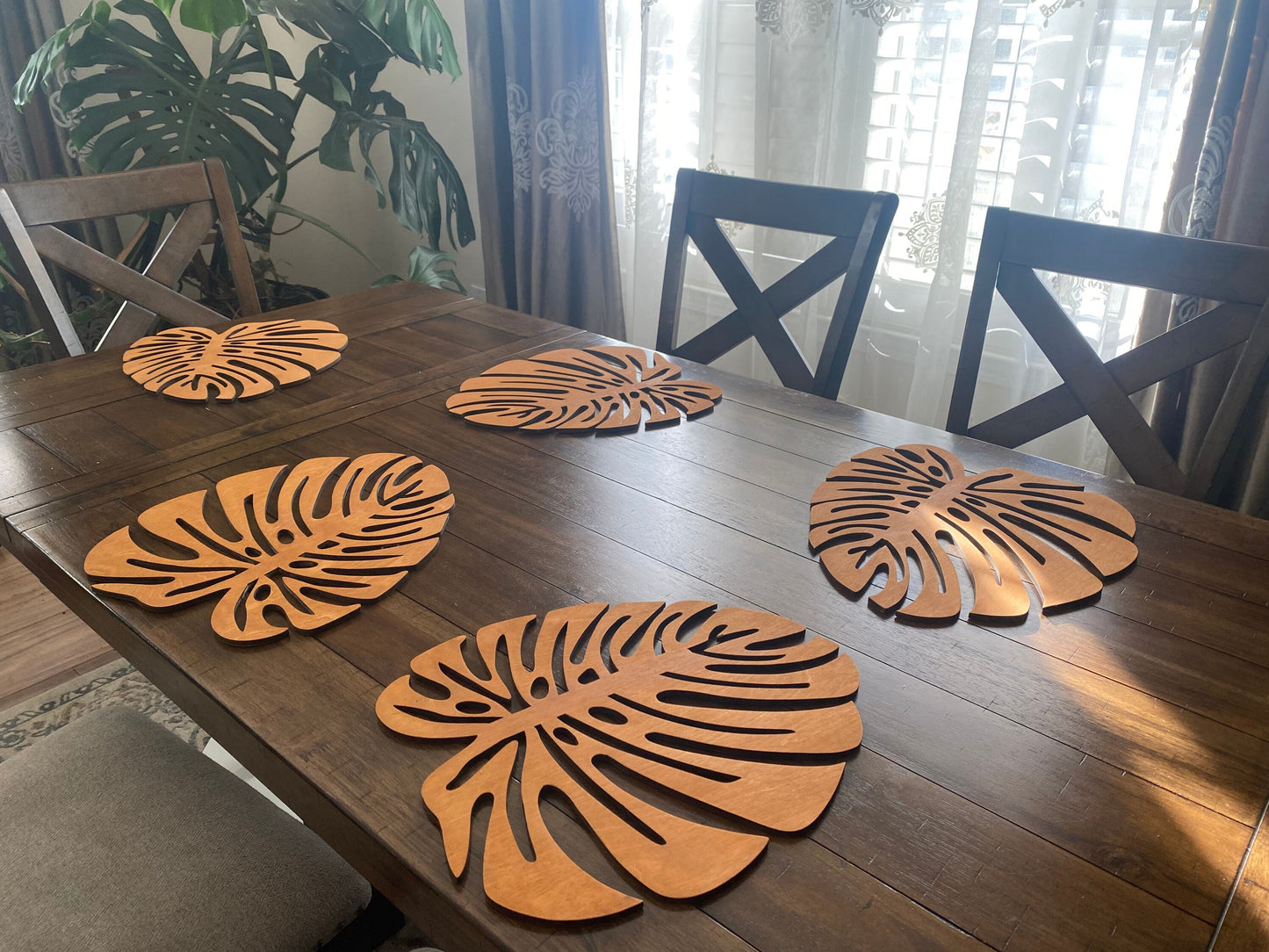 Wooden Charger Plate | Monstera Coasters | Unique Wooden Dining Gift | Monstera Charger Plates