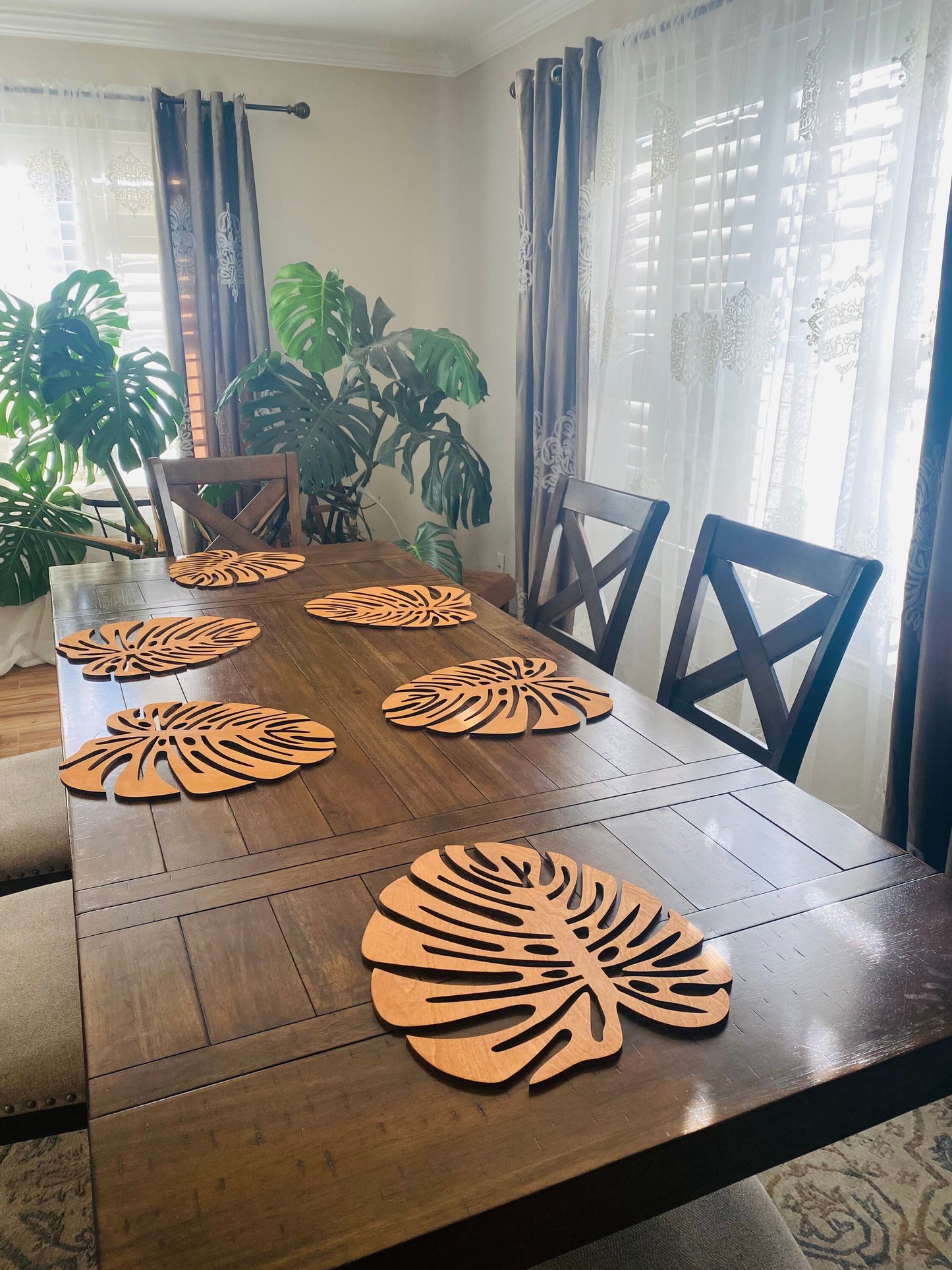 Wooden Charger Plate | Monstera Coasters | Unique Wooden Dining Gift | Monstera Charger Plates