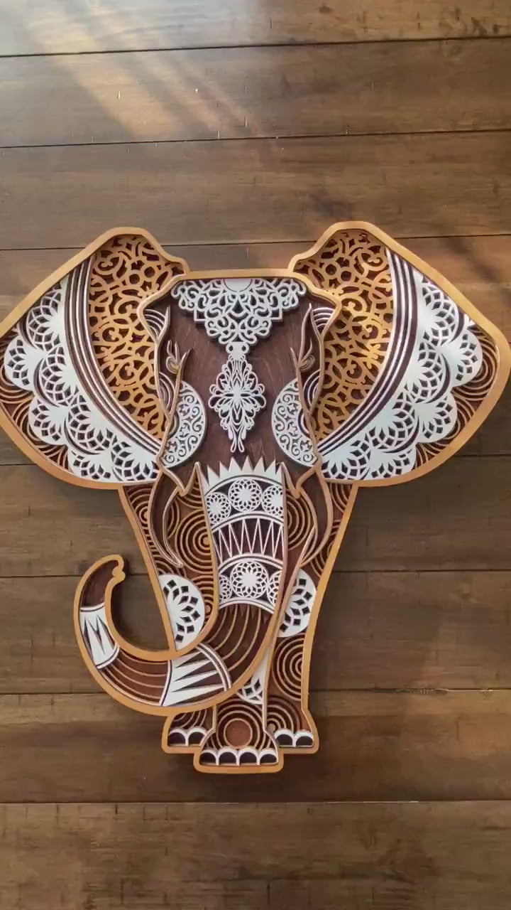 Elephant Wall Decor - Layered Art - Unique Wall Art