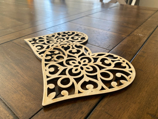 Heart wooden coasters