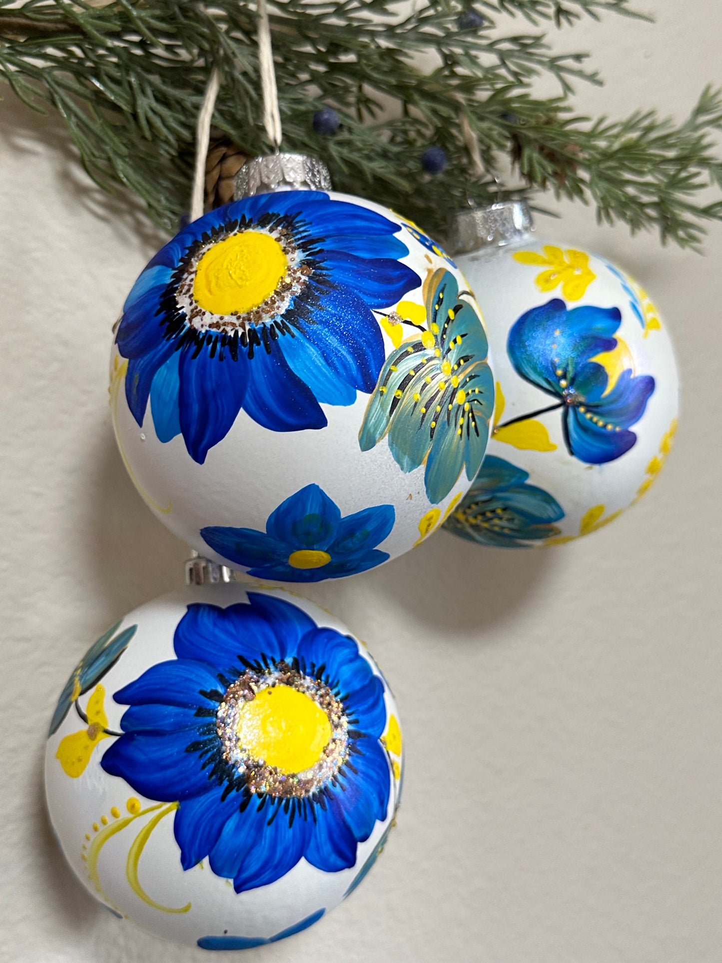 A set of 3 Ukrainian Ornaments - Stand with Ukraine Christmas - Ukraine Christmas